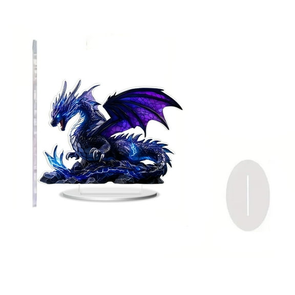Yooshoverk Purple Dragon Decor 2D Acrylic Desktop Art Fantasy Theme Shelf Display Home Accent