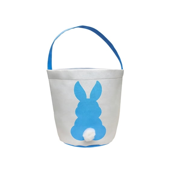Yooshoverk Rabbits Bag Easter Small Bag Children'S Easter Tote Bag Gift Snacks Candy Easter Egg Canvas Bag Blue 9.84X9.06 In