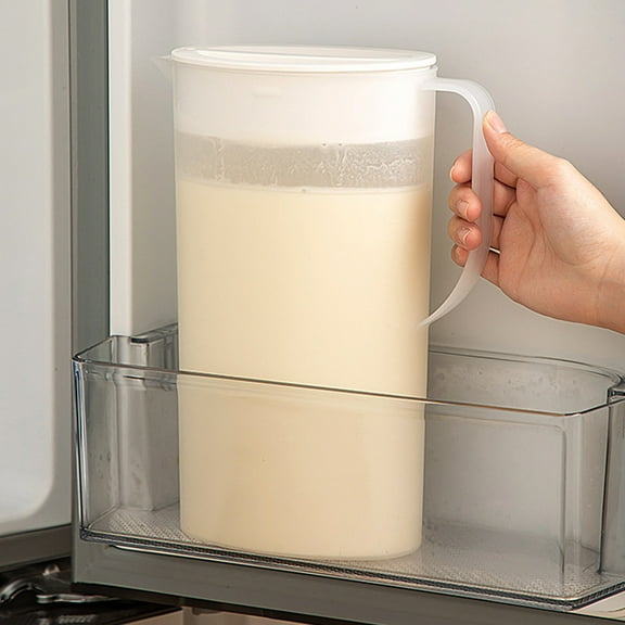 Yooshoverk Refrigerator Water Jug 2 Quart Iced Tea Pitcher - Large Capacity Glass Beverage Dispenser with Spout & Handle