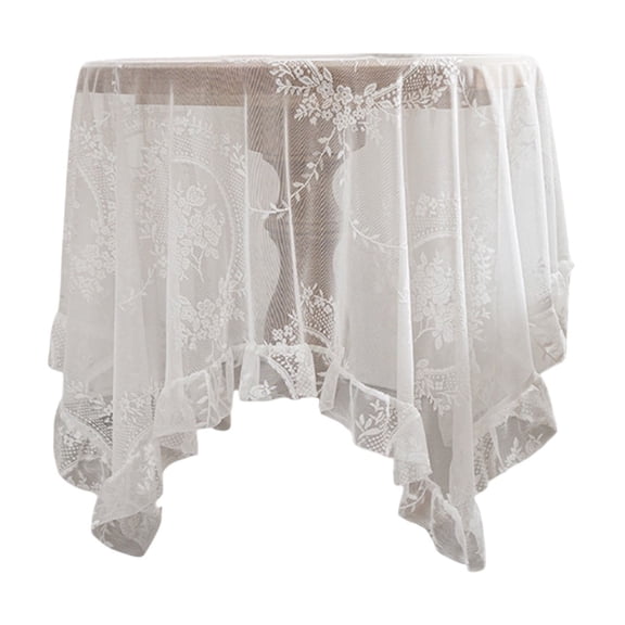 Yooshoverk Rose Lace Tablecloth Embroidered Floral Design Round 70 Inch Elegant Dining Decor Washable