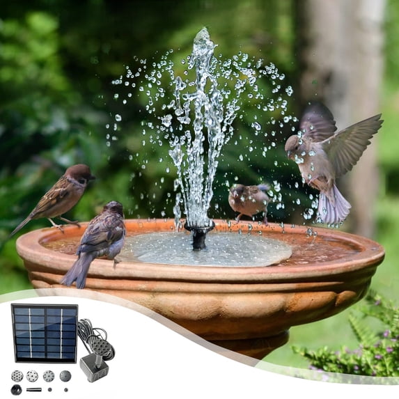 Yooshoverk Solar-Powered Water Pump Kit, 4-Nozzle DIY Fountain for Bird Baths and Gardens