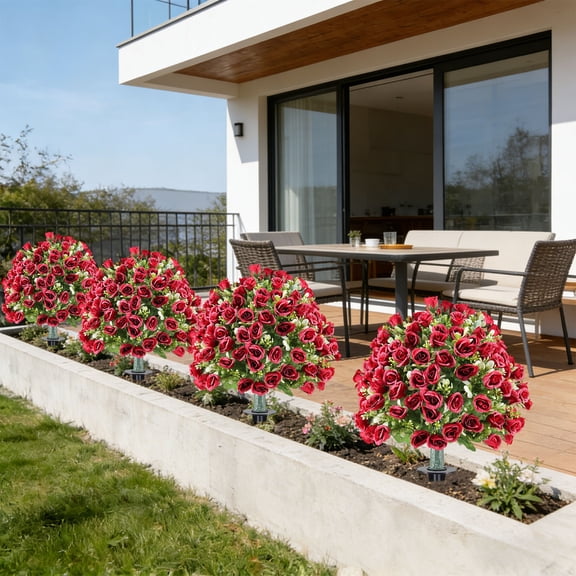 Yooshoverk Spring & Summer Artificial Rose Flowers Outdoor Ground Planting Faux Floral For Garden Courtyard Porch Decor Multicolor-F 13.78X23.62In