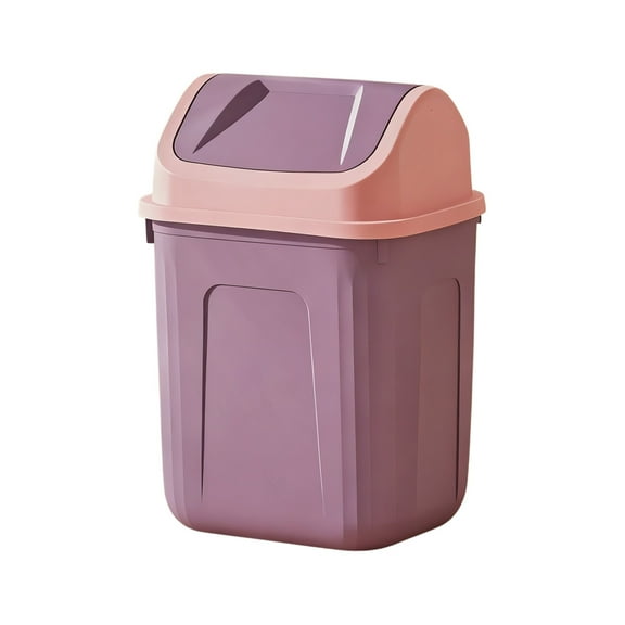 Yooshoverk Square Swing-Lid Trash Can – Odor-Control Plastic Waste Bin For Office, Bathroom & Small Spaces Purple Free Size