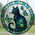 thumbnail image 1 of ​​Yooshoverk Stained Glass Cat Hanging Ornament - Handcrafted Sun Catcher with Suncatcher Clips for Window Decor Colorful Light Reflections Pet Lover Gift Home Garden Art 10 Inch​​, 1 of 3