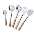 thumbnail image 1 of Yooshoverk Stainless Steel Kitchen Utensils, 5-Piece Heat-Resistant Cooking Set, Spatula and Ladle for Poolside BBQ and Outdoor Cooking, 1 of 9