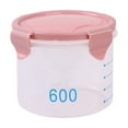 thumbnail image 1 of Yooshoverk Storage Jars - 600ML Round Plastic Containers w/ Pink Lids - Measurement Marks for Grains Snacks - Airtight Kitchen Pantry Organizers, 1 of 6