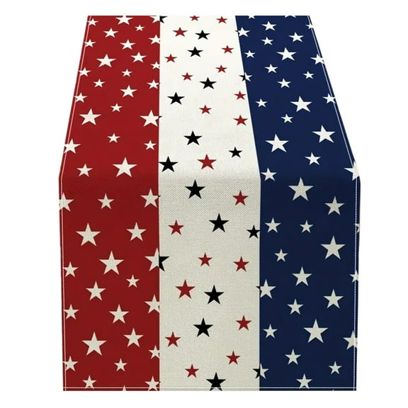 Yooshoverk Table Runner, Red/White/Blue, 13x72in, Independence Day, Patriotic Home Dining Decor