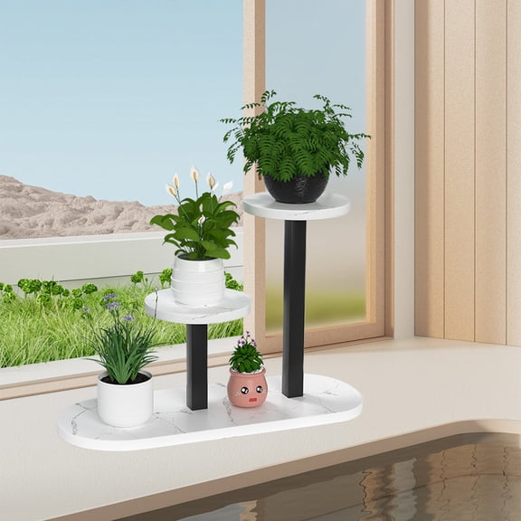 Yooshoverk Tiered Plant Stand 3-Tier Plant Stand - Wooden Shelf for Indoor/Outdoor Pots, Space Saving Display for Windowsill or Balcony