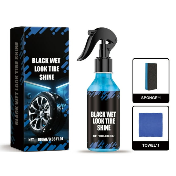 Yooshoverk Tire Shine Spray 3.4 fl oz: High Gloss Wet Look Tire Dressing - UV Protection, Non-Greasy Formula, Nourishes Rubber, Restores Black Shine, Easy Spray-On Application for Cars & SUVs