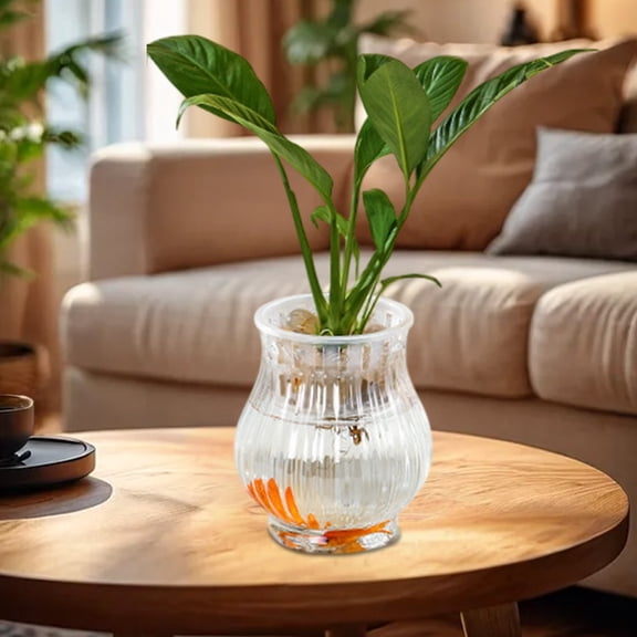 Yooshoverk Transparent Flower Vase Clear Plastic Plant Pot - 6 Inch Transparent Vase for Hydroponics, Orchids or Decorative Planting