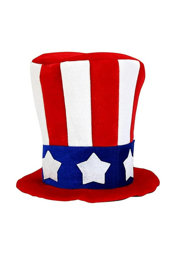 Uncle Sam Top Hat Independence Day Costume Red White Blue Patriotic Party Accessory Tall 12 Inch