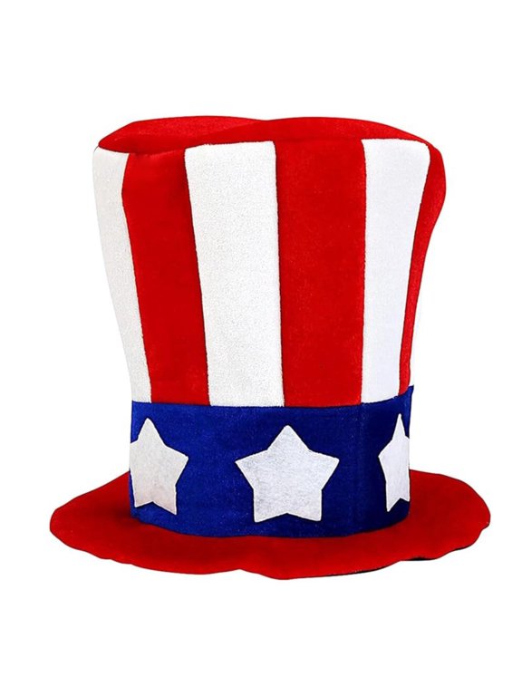 Uncle Sam Top Hat Independence Day Costume Red White Blue Patriotic Party Accessory Tall 12 Inch