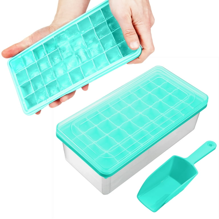 Yoove Ice Cube Tray With Lid and Bin- Silicone Ice Tray For