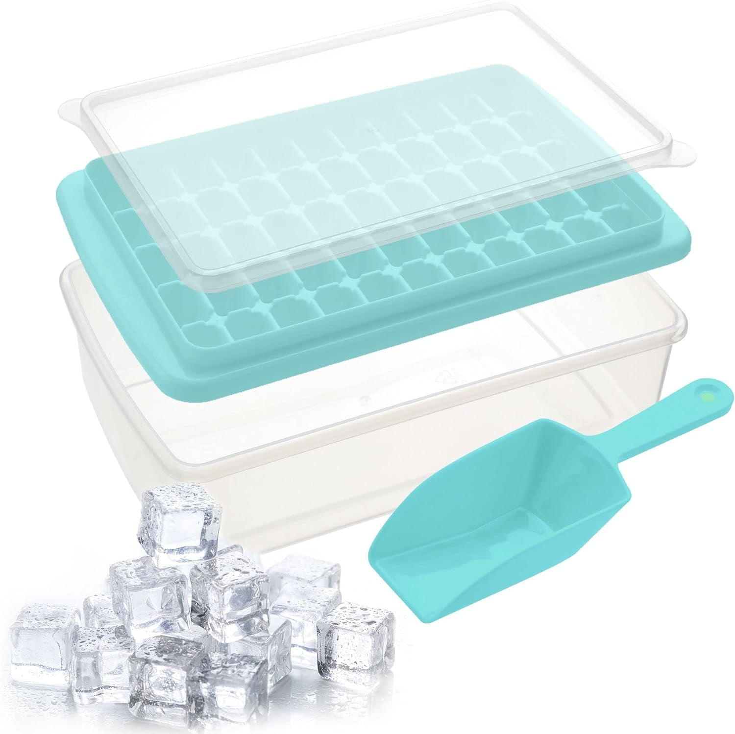 Yoove Ice Cube Tray with Lid and Container 55 Nuggets Ice Tray Mold