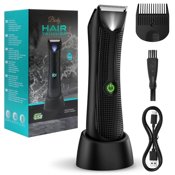 YOOVEE Professional Body Hair Trimmer – Pubic, Groin, Chest & Underarm Grooming Kit, Cordless Rechargeable Beard Trimmer w/ Adjustable Taper for Men Women, Black