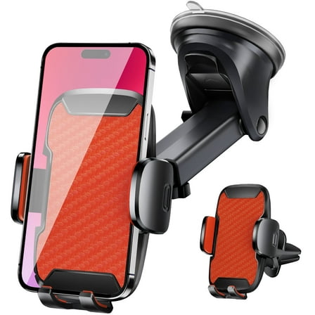 YOOVEE Car Phone Holder - Upgraded 360° Rotatable for Dashboard, Windshield & Air Vent Mount for 4.0"-7.0" Phones (iPhone, Google Pixel, Samsung Galaxy, Motorola, Huawei), Orange