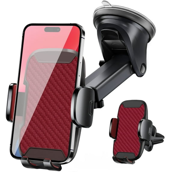 YOOVEE Car Phone Holder - Upgraded 360° Rotatable for Dashboard, Windshield & Air Vent Mount for 4.0"-7.0" Phones (iPhone, Google Pixel, Samsung Galaxy, Motorola, Huawei),Red