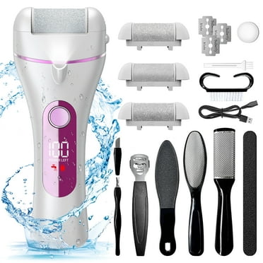 Yoovee Electric Callus Remover for Feet, Portable Foot File with 10-in-1 Kit, Waterproof, 3 Roller Heads, 2 Speeds