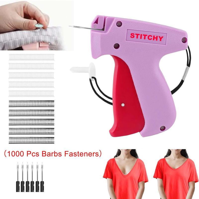 Yoovee Quick Clothing Fixer - Upgrade Mini Stitch Gun Kit with Tagging Tool, 5 Needles, 600 Black & 600 White Fasteners (Pink) - For Adults and Teens,Purple