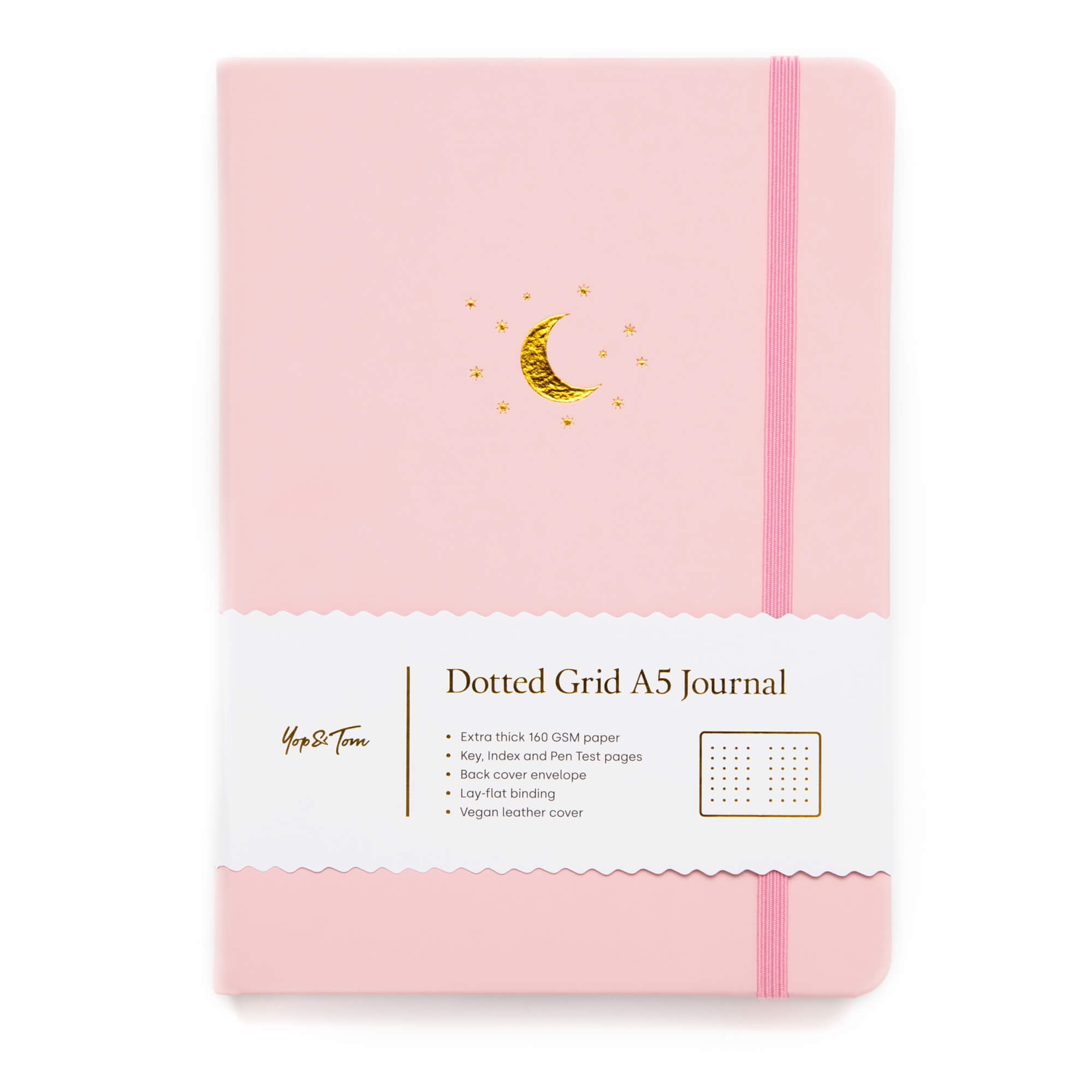  Journal Set - A5 Dotted Bullet Planner, Numbered Pages, 120gsm  Paper + Fineliners + Stencils + Washi (Rose Gold) : Office Products