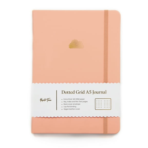 Yop & Tom - Bullet Dot Grid Journal Extra Thick Paper 160 GSM - Hardback A5 - Peach Cloud