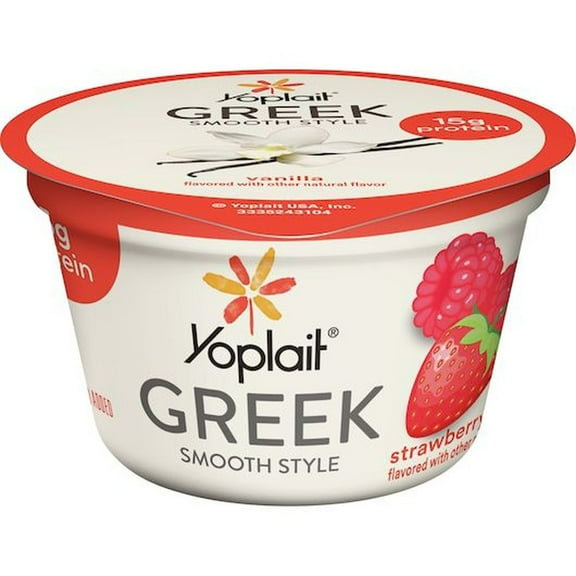 Yoplait Fat Free Blended Strawberry Raspberry Greek Yogurt, 5.3 Ounce -- 12 per Case.