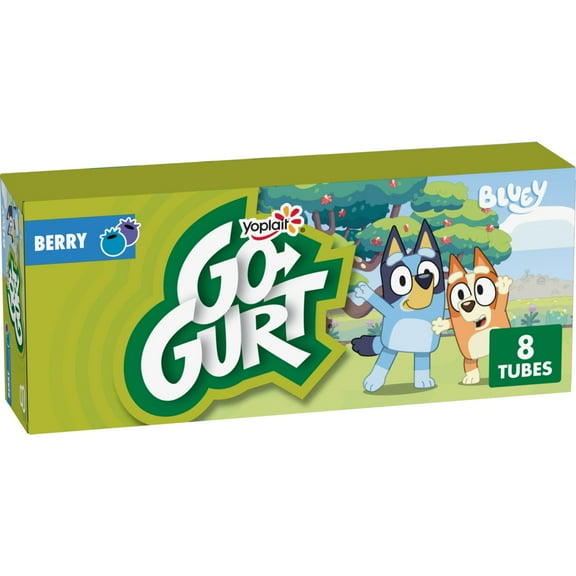 Yoplait Go-GURT Bluey Kids Fat Free Yogurt, Berry, Gluten Free Snacks, 1 lb (8 Tubes)