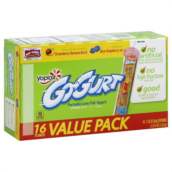 Yoplait, GoGurt Yogurt, Assorted Fruit Flavor, 16 Count