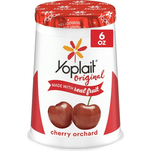 Yoplait Original Low Fat Cherry Orchard Yogurt Cup, Made with Real Fruit, 6 oz
