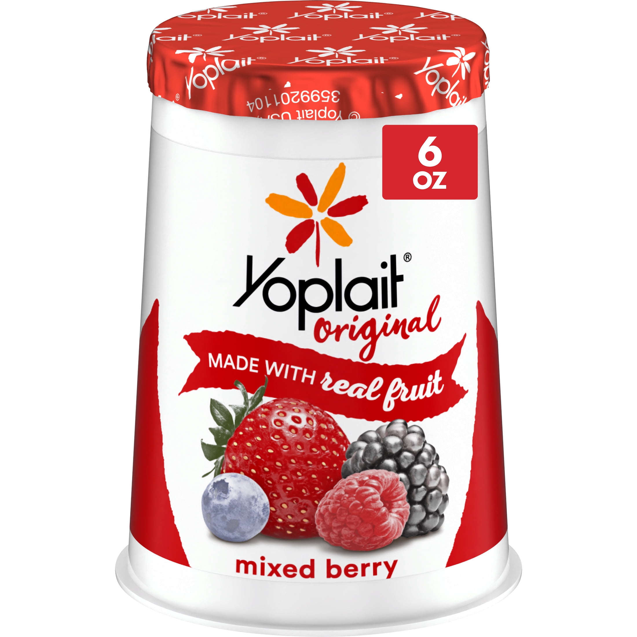 Yoplait Original Low Fat Mixed Berry Yogurt Cup, Made with Real Fruit, 6 oz