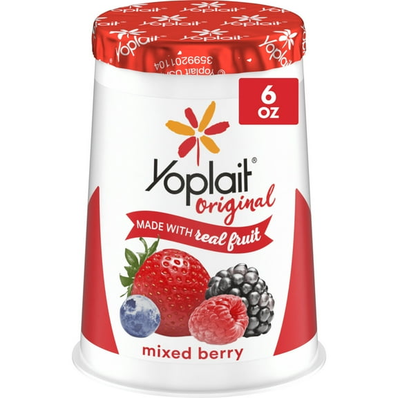 Yoplait Original Low Fat Mixed Berry Yogurt Cup, Made with Real Fruit, 6 oz