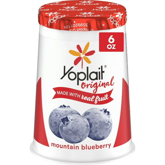 Yoplait Original Low Fat Mountain Blueberry Yogurt Cup, Made with Real Fruit, 6 oz