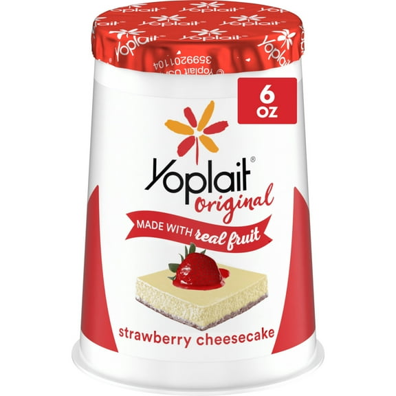 Yoplait Original Low Fat Strawberry Cheesecake Yogurt Cup, Made with Real Fruit, 6 oz