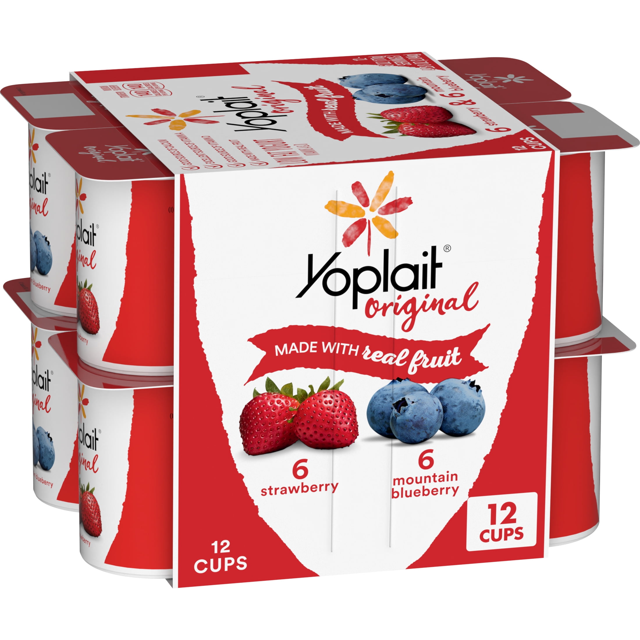 Yoplait Original Low Fat Yogurt Variety Pack, 12 Yogurt Cups, 72 oz