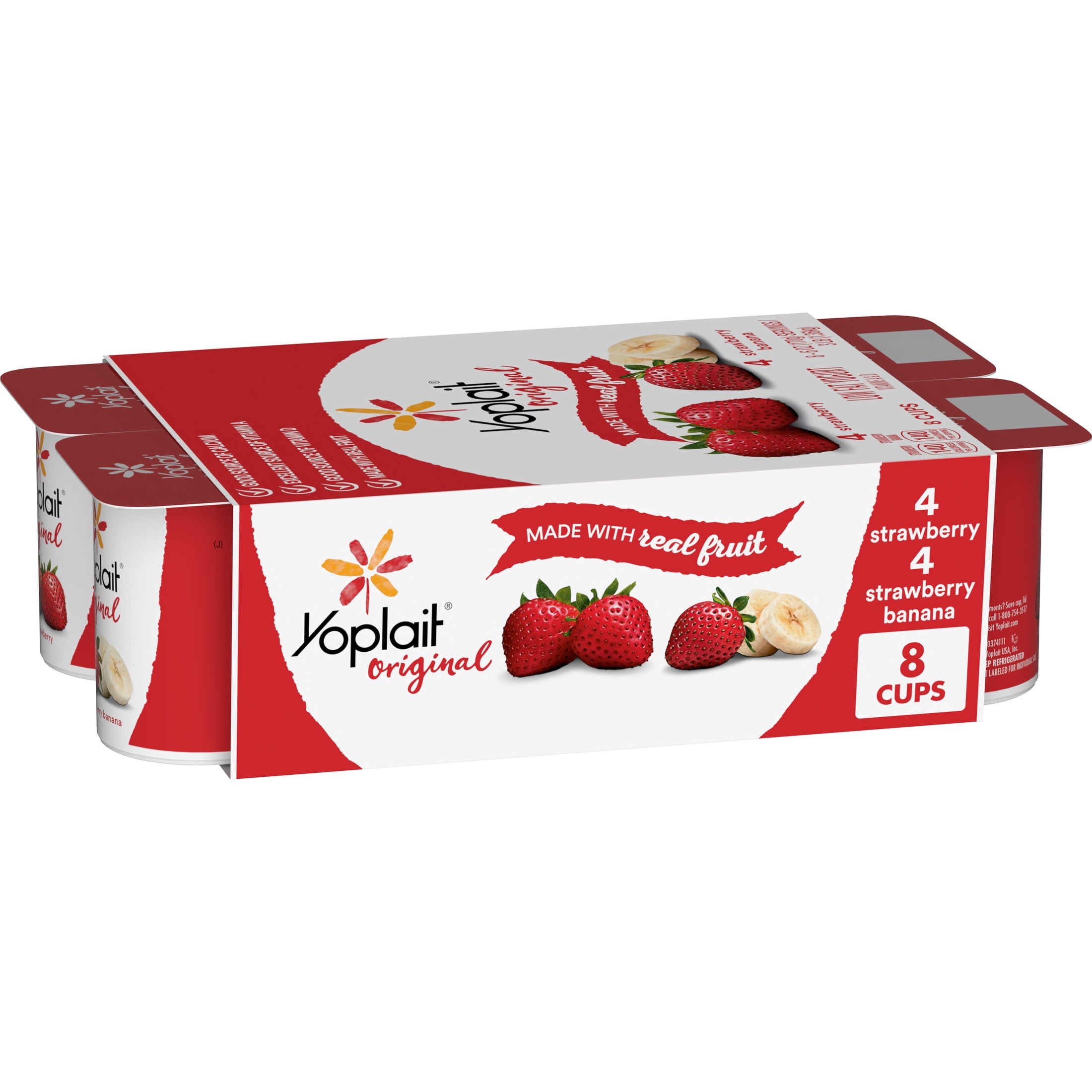 Yoplait Original Low Fat Yogurt Variety Pack, 8 Yogurt Cups, Made with Real Fruit, 48 oz
