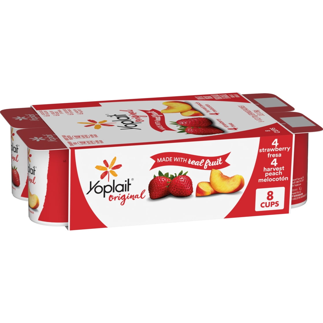 Yoplait Original Low Fat Yogurt Variety Pack, Made with Real Fruit, 8 Yogurt Cups, 48 oz