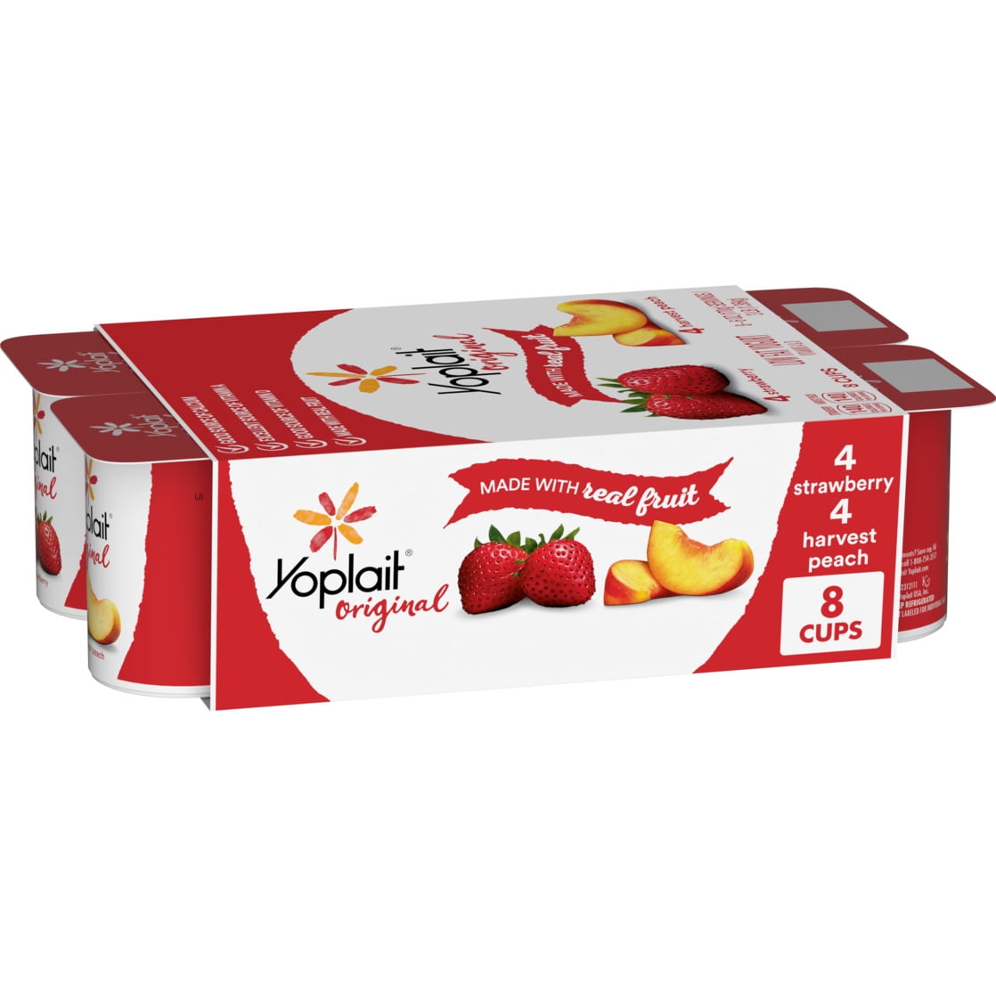 Yoplait Original Low Fat Yogurt Variety Pack, Made with Real Fruit, 8 Yogurt Cups, 48 oz