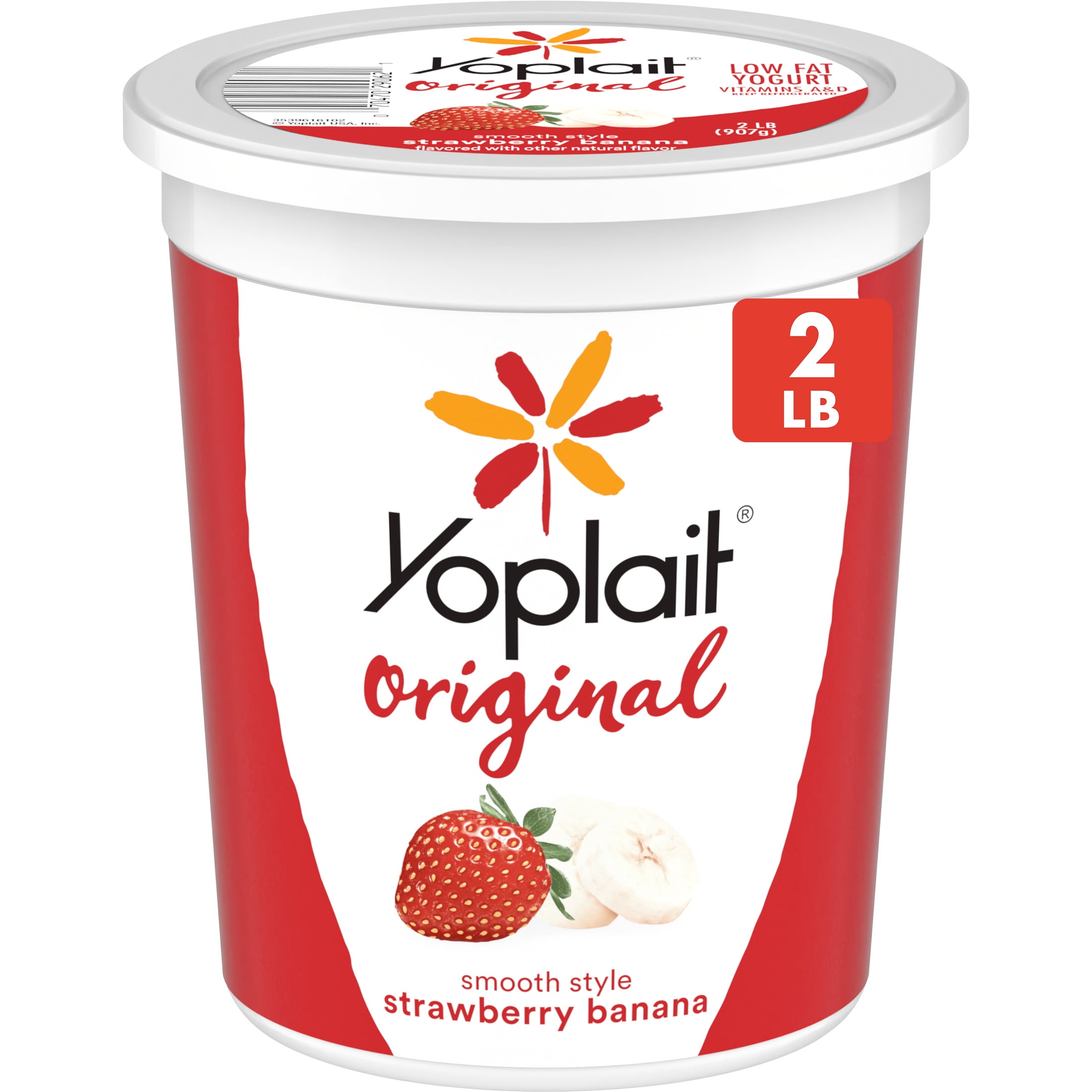 STRAWBERRY BANANA FLAVORED SMOOTH STYLE ORIGINAL LOW FAT YOGURT, STRAWBERRY BANANA