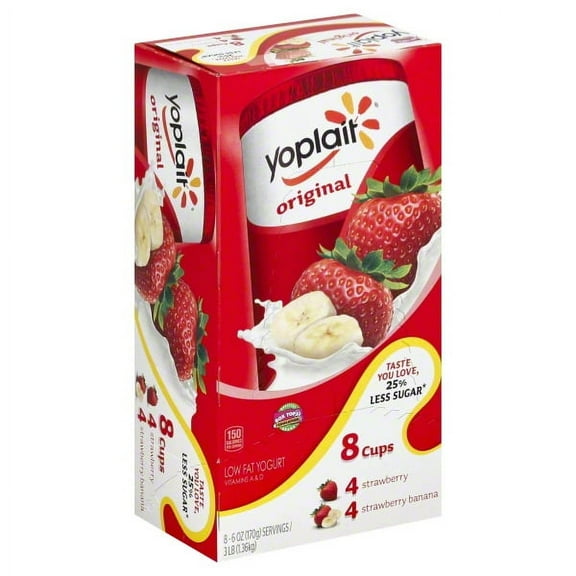 Yoplait Original Yogurt, Strawberry and Strawberry-Banana, 6 Oz., 8 Count