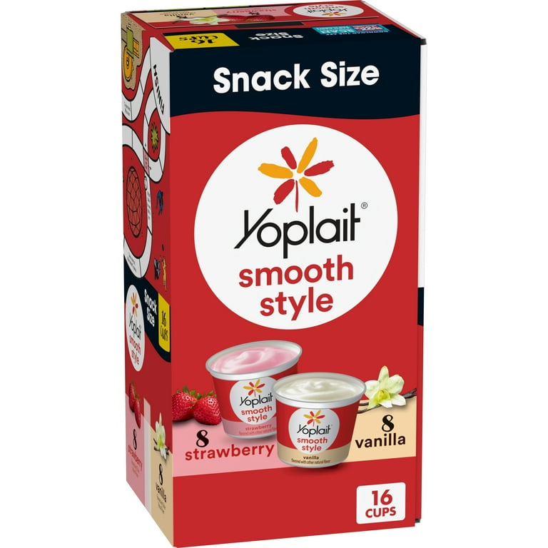 Yoplait Smooth Style Low Fat Yogurt, Snack Cups Variety Pack, 4 LBS, 16  Yogurt Cups