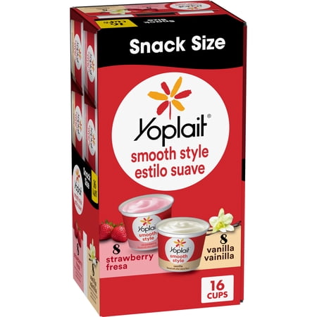 Yoplait Smooth Style Low Fat Yogurt Variety Pack, Gluten Free, Snack Cups, 16 Count, 64 oz