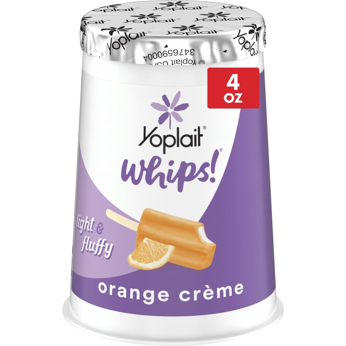 Yoplait Whips Reduced Fat Yogurt Mousse, Orange Creme Flavored, 4 OZ Yogurt Cup