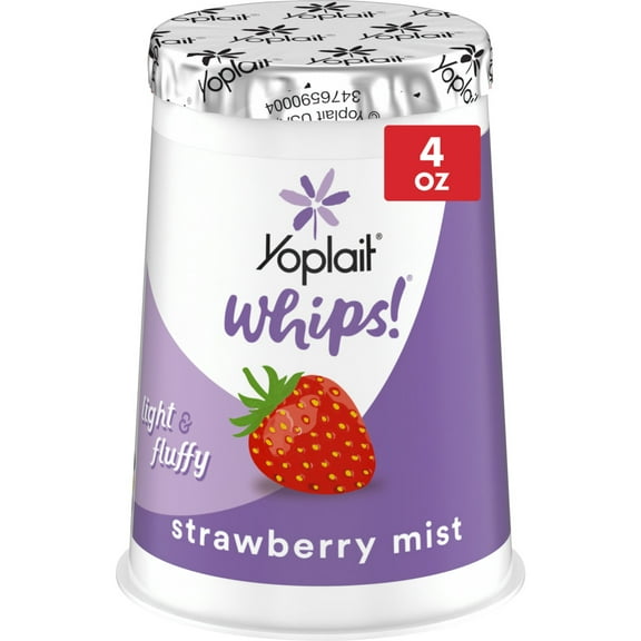Yoplait Whips Reduced Fat Yogurt Mousse, Strawberry Mist Flavored, 4 OZ Yogurt Cup