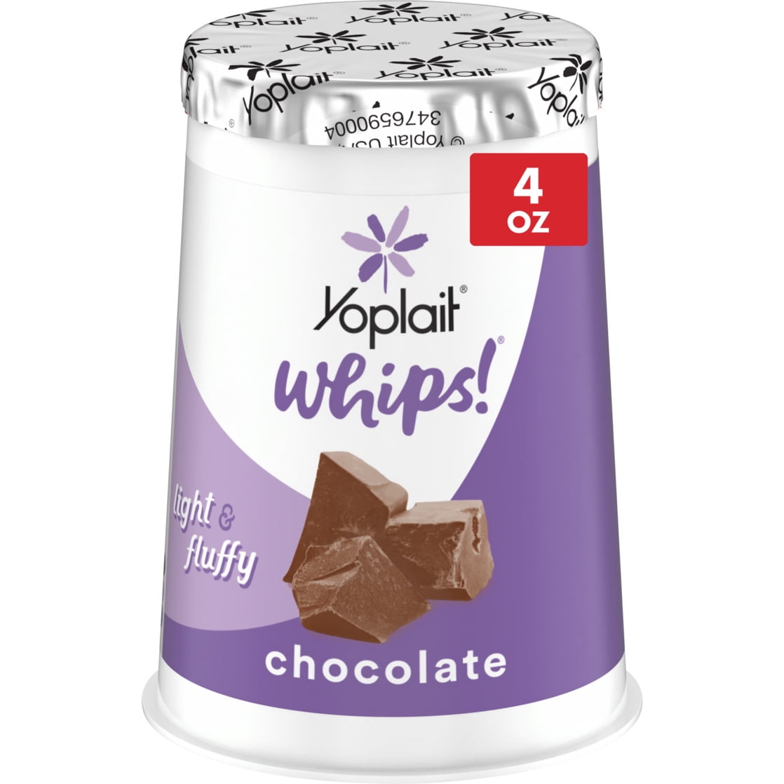 Yoplait Whips Yogurt Mousse, Chocolate Flavored, Gluten Free Snack, 4 OZ Yogurt Cup