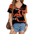 thumbnail image 1 of Yopmin Cat Shirts for Women V Neck Fashion Graphic Tees Cute Casual Clothes Short Sleeve for Travel Dating Commuting, 1 of 6