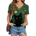 thumbnail image 1 of Yopmin Cat T Shirts for Women V Neck Loose Summer T Shirts Fashion Basic Tops Short Sleeve for Travel Dating Commuting, 1 of 6