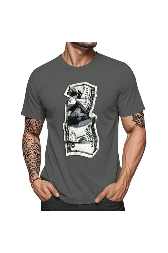 Dollar Shirt Crewneck Summer Short Sleeve Cotton Funny US Dollar Graphic Tees for Party Daily Wear
