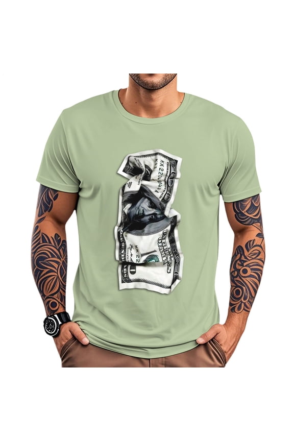 Dollar Shirt Crewneck Summer Short Sleeve Cotton Funny US Dollar Graphic Tees for Party Daily Wear