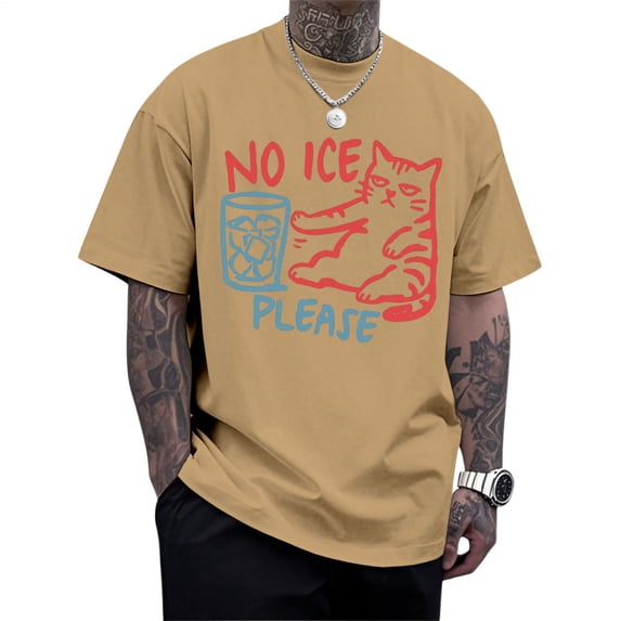 Yopmin Funny Cat Shirts for Men Noise Please Cotton Crewneck T Shirts Loose Fit Casual Tops for Travel Dating Commuting