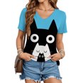 thumbnail image 1 of Yopmin Funny Cat Shirts for Women V Neck Summer Graphic Tees Funny Casual Clothes for Travel Dating Commuting, 1 of 6